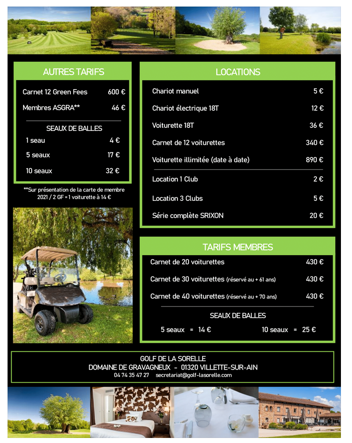 Tarifs Green Fee à Lyon La Sorelle Golf Club Tarifs Green Fee à Lyon La Sorelle Golf Club