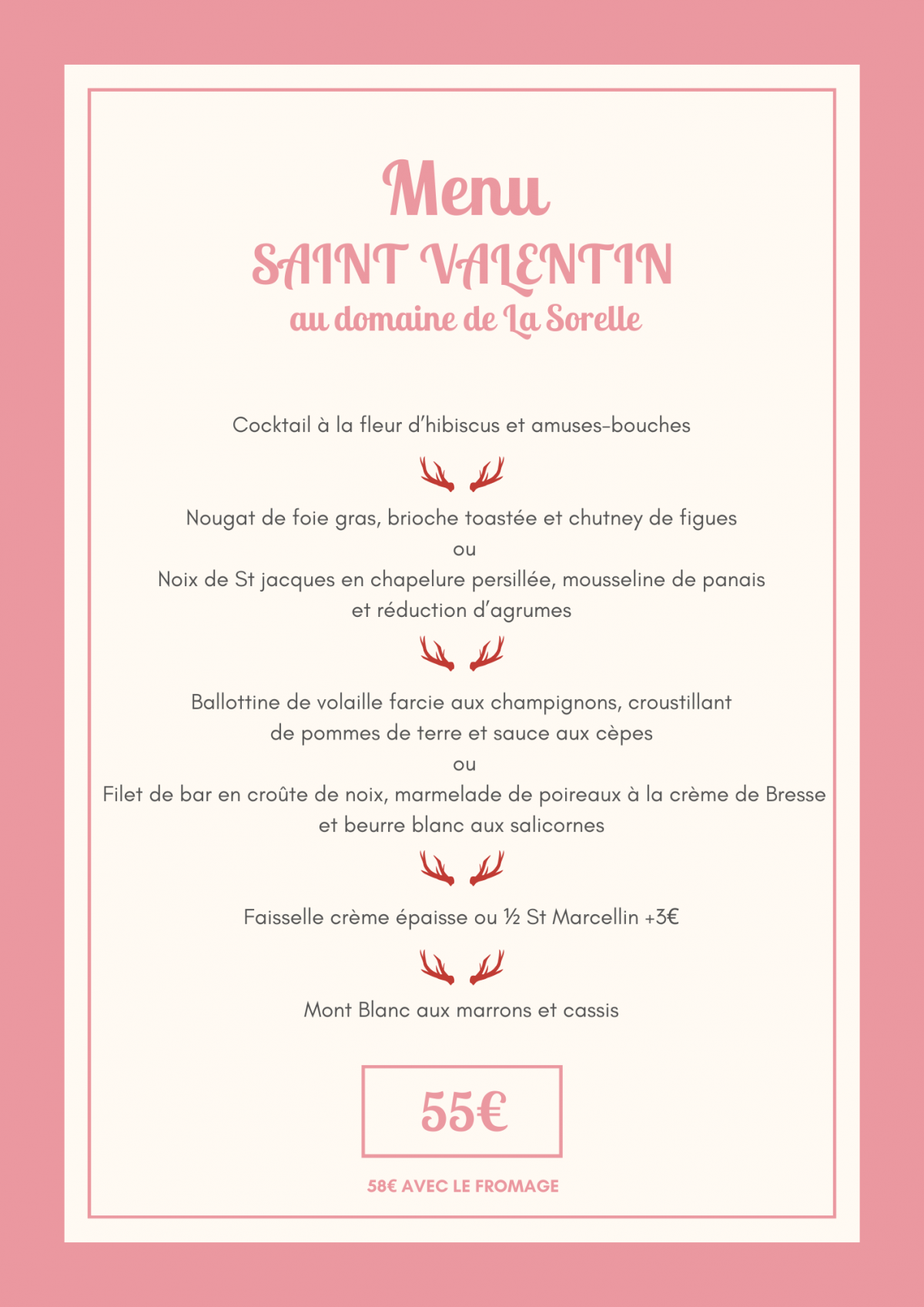 Le Golf de la Sorelle vous propose son Menu spécial Saint Valentin !