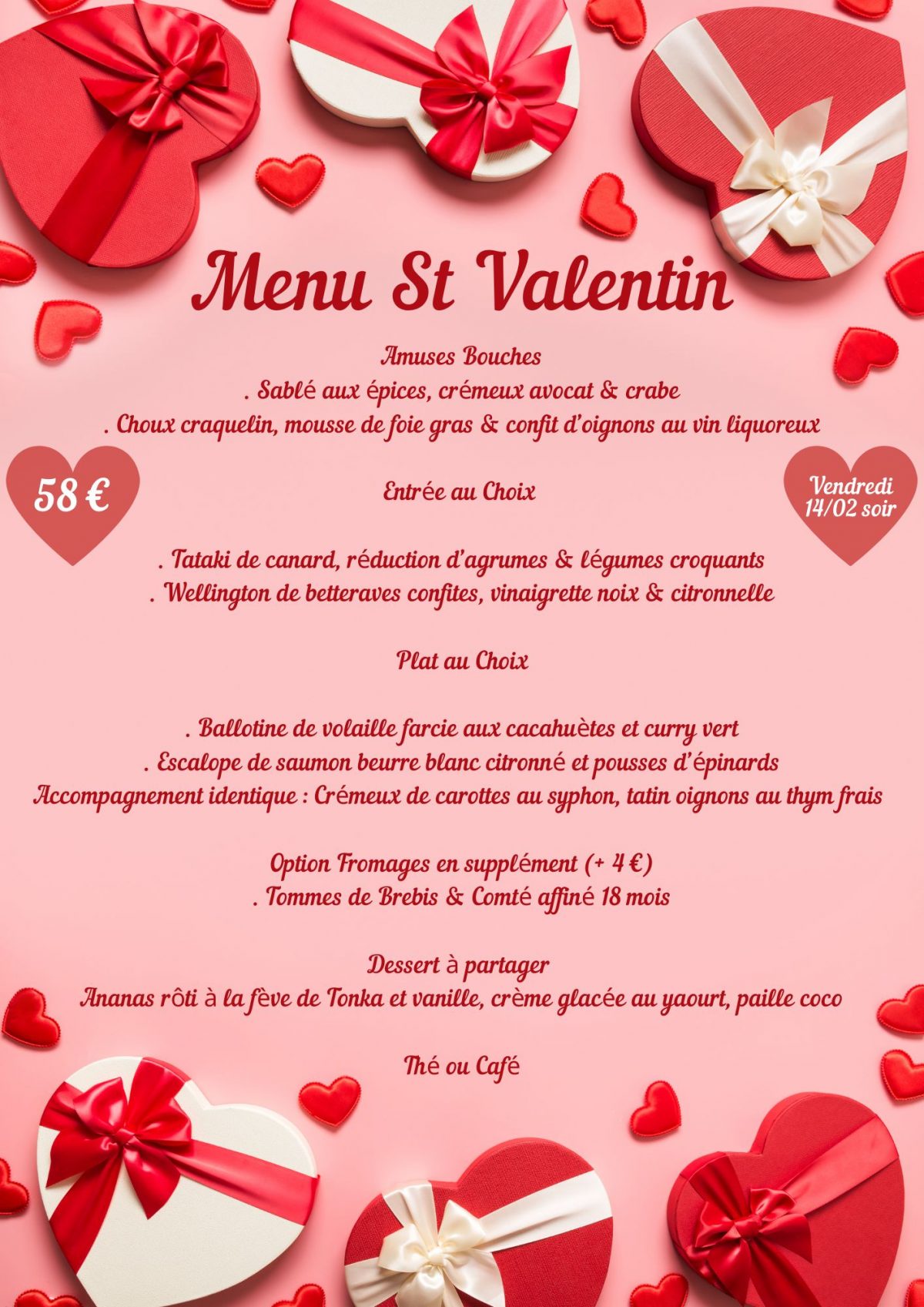 Menu Saint Valentin