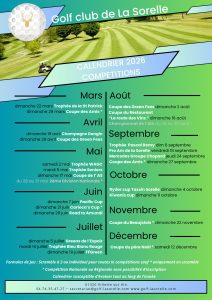 Calendrier des Compétitions de l&rsquo;année 2026 à La Sorelle !